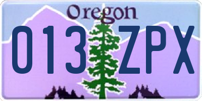 OR license plate 013ZPX