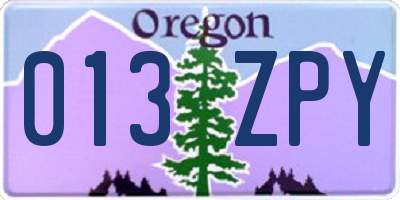 OR license plate 013ZPY