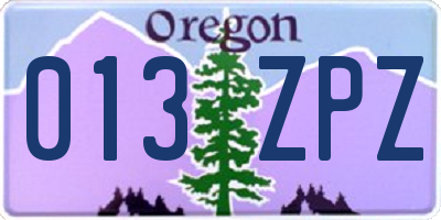 OR license plate 013ZPZ