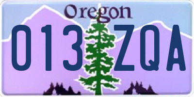 OR license plate 013ZQA