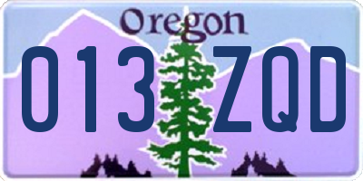 OR license plate 013ZQD