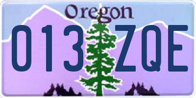 OR license plate 013ZQE