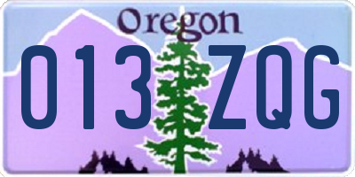OR license plate 013ZQG