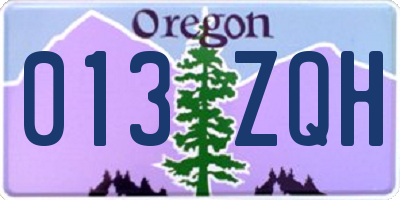 OR license plate 013ZQH