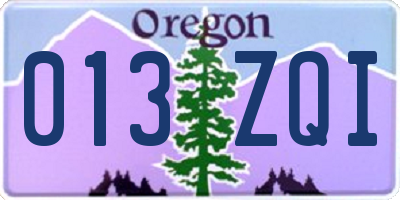 OR license plate 013ZQI