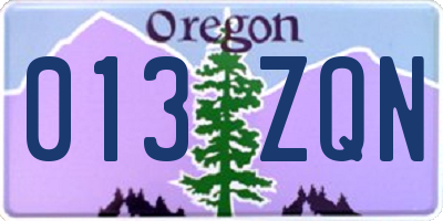OR license plate 013ZQN