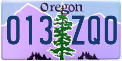OR license plate 013ZQO