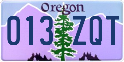 OR license plate 013ZQT