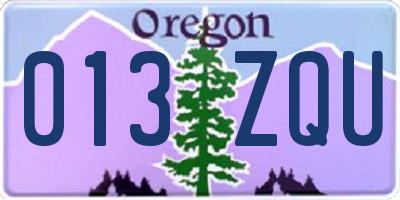 OR license plate 013ZQU