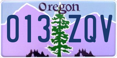 OR license plate 013ZQV