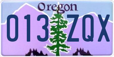 OR license plate 013ZQX