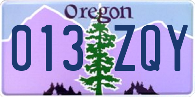 OR license plate 013ZQY