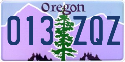 OR license plate 013ZQZ