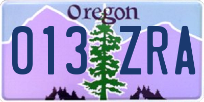 OR license plate 013ZRA