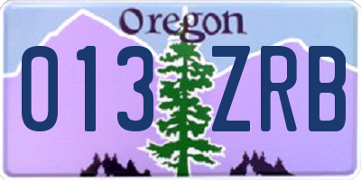 OR license plate 013ZRB