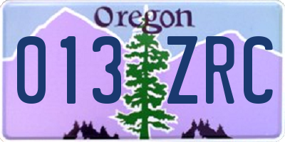 OR license plate 013ZRC