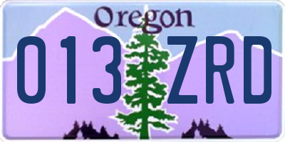 OR license plate 013ZRD