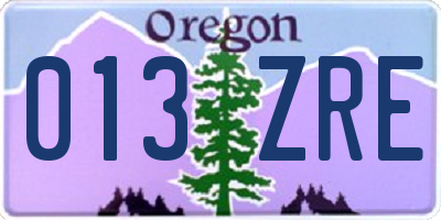 OR license plate 013ZRE
