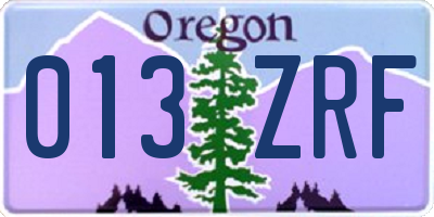 OR license plate 013ZRF