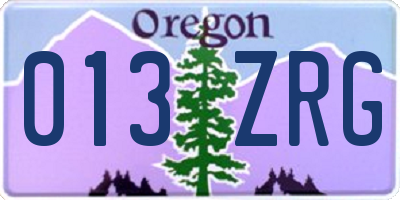 OR license plate 013ZRG