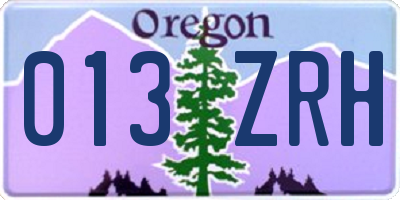 OR license plate 013ZRH