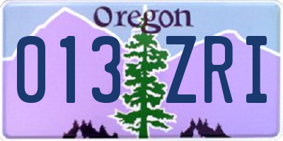 OR license plate 013ZRI
