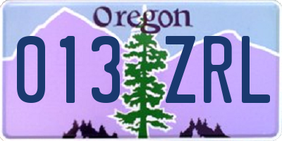 OR license plate 013ZRL