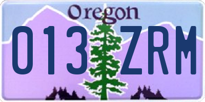 OR license plate 013ZRM