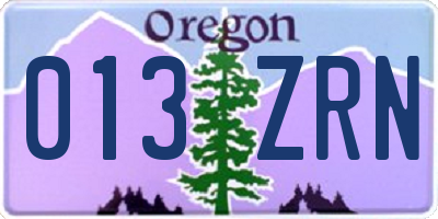 OR license plate 013ZRN