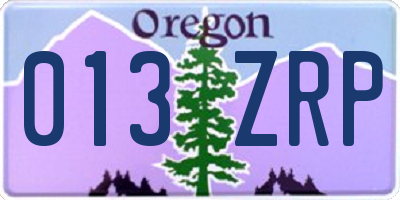 OR license plate 013ZRP