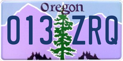 OR license plate 013ZRQ