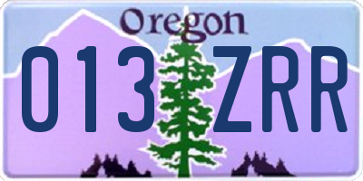 OR license plate 013ZRR