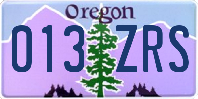 OR license plate 013ZRS