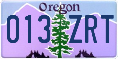 OR license plate 013ZRT