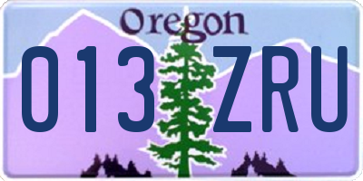 OR license plate 013ZRU