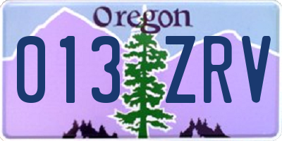 OR license plate 013ZRV