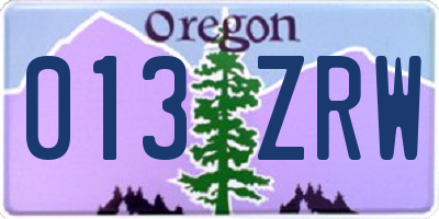 OR license plate 013ZRW