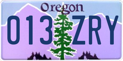 OR license plate 013ZRY