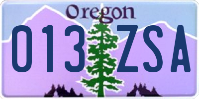 OR license plate 013ZSA