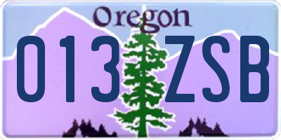 OR license plate 013ZSB
