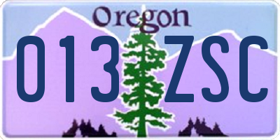 OR license plate 013ZSC