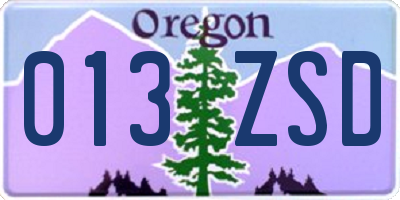 OR license plate 013ZSD