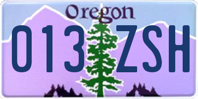 OR license plate 013ZSH