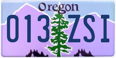 OR license plate 013ZSI