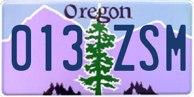 OR license plate 013ZSM
