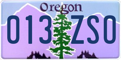 OR license plate 013ZSO