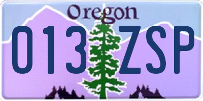 OR license plate 013ZSP