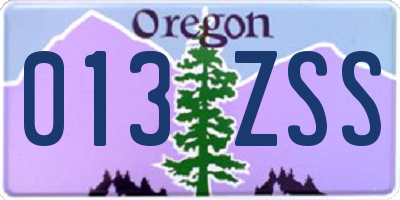 OR license plate 013ZSS
