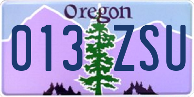 OR license plate 013ZSU