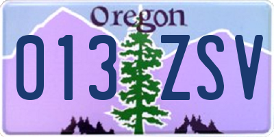 OR license plate 013ZSV